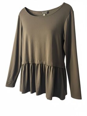 AB Studio Black Peplum Long-Sleeve Tunic